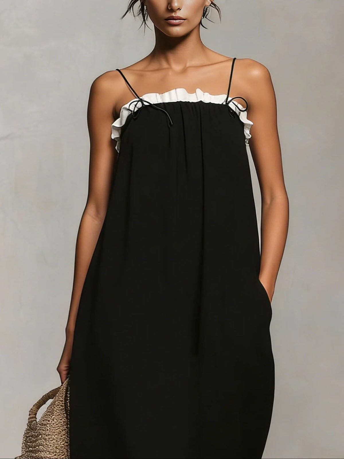 Nyxarielle | Maxi Dress with Color Blocks and Spaghetti Straps
