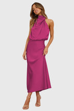 Ava™ | Glamorous Satin Halter Dress