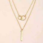 Retro Gold Double Circle Pendant Necklace