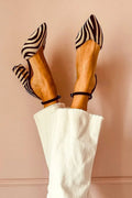 Avenra | Zebra-Print Pointed Toe Pumps With Ankle Strap