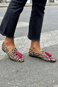 Kylissa | Animal Print Loafer With Fuchsia Fringes