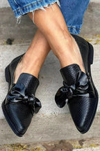 Maevria | Black Loafer With Shiny Bow