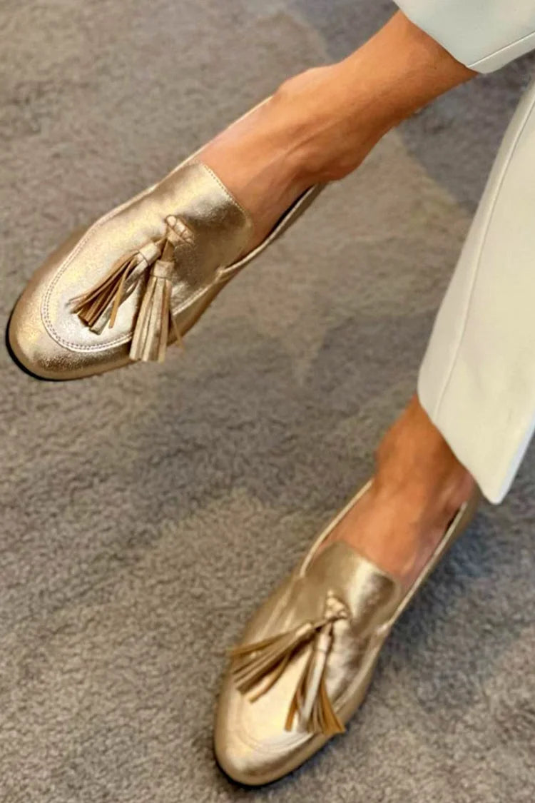 Aelissa | Gold Moccasin With Tassels