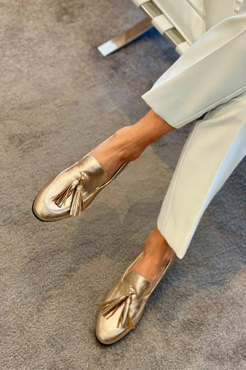 Aelissa | Gold Moccasin With Tassels