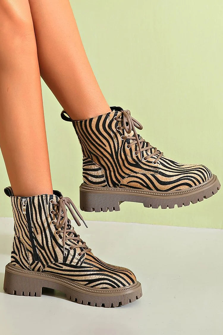 Zyla™ | Zebra Lace-Up Boots