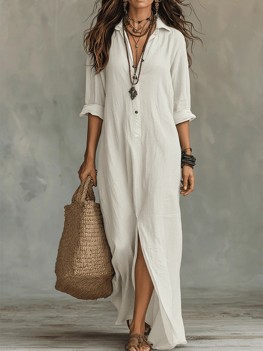 Nyxorevyn | Loose Black Maxi Dress with Buttons