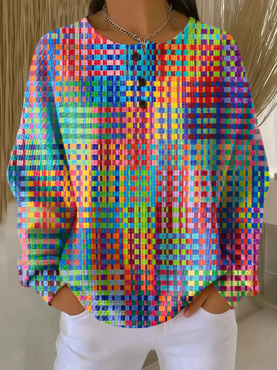 Olevira | Sweater with Colorful Tartan Design