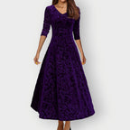 Olevia | Vintage-Inspired Jacquard Velvet Midi Dress