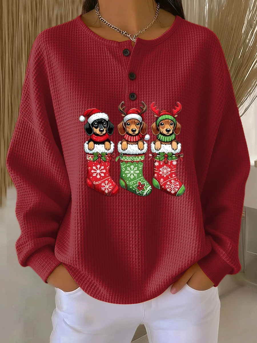 Orynlia | Vintage Christmas Sweater with Dog Motif