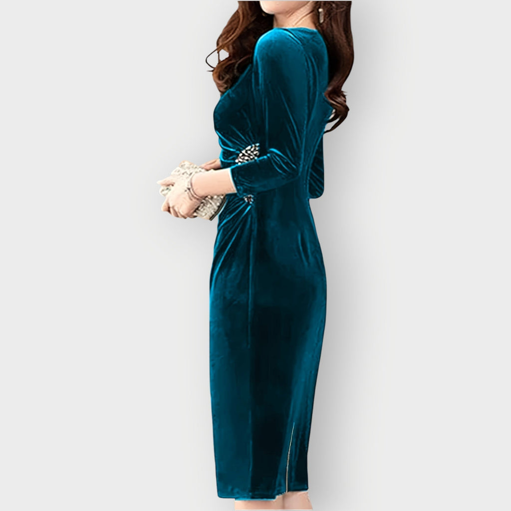 Temira | Velvet Slit Dress