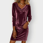 Ryvanna | Elegant Drape Neck Velvet Dress