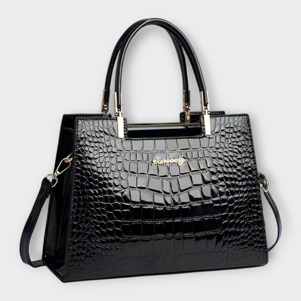 Olivia - Glossy Crocodile Pattern Handbag