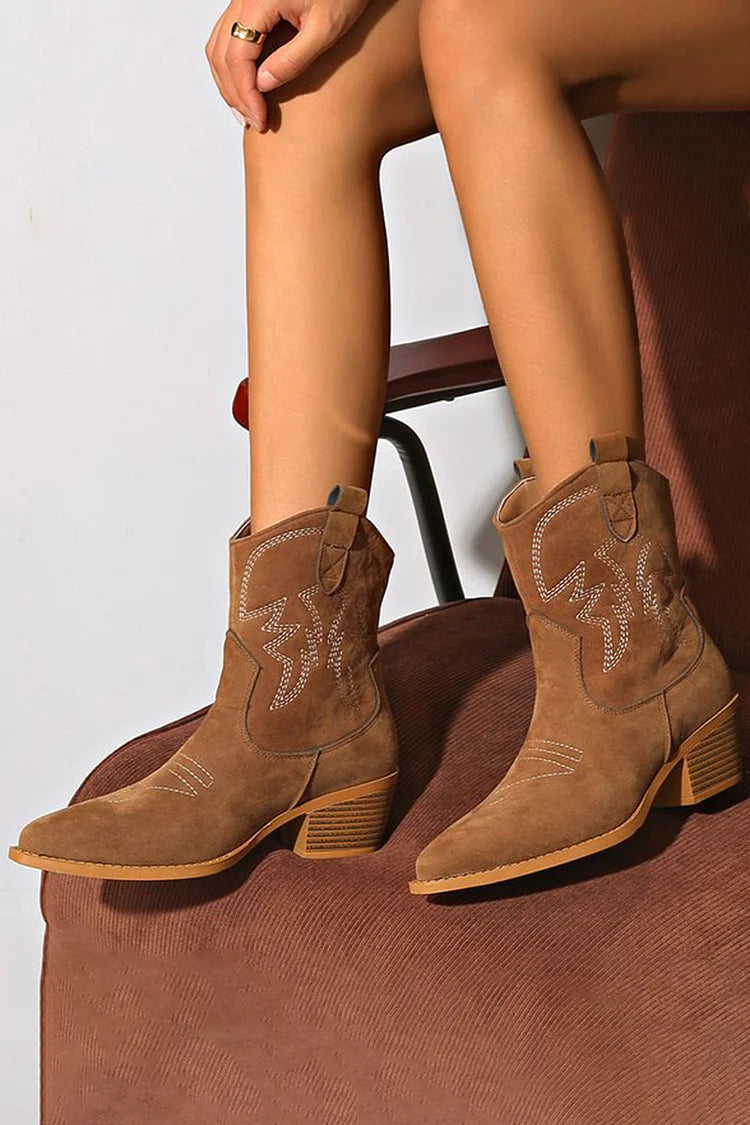 Trelyn | Pointed Western Ankle Boot