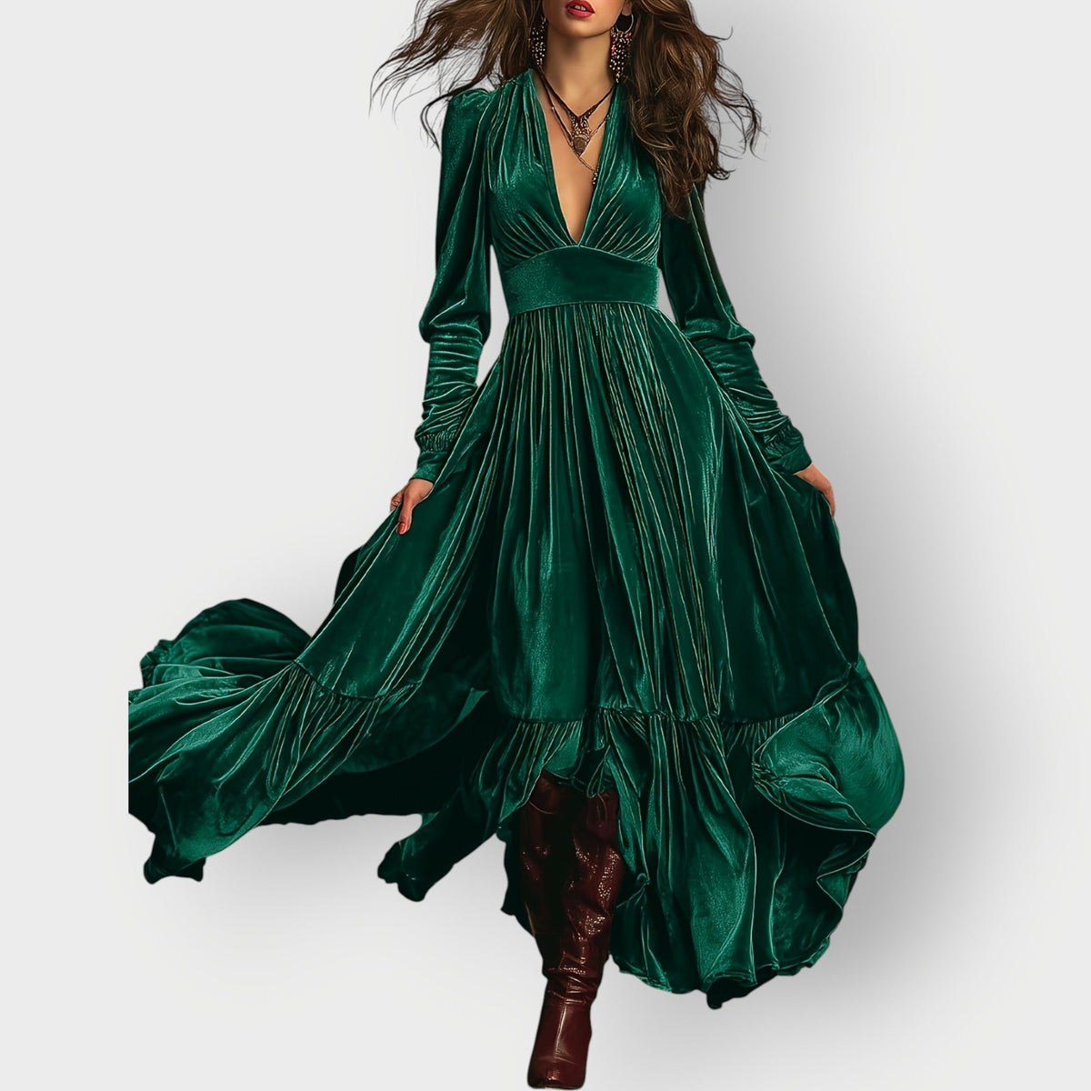 Alorae | Vintage A-Line Velvet Maxi Dress