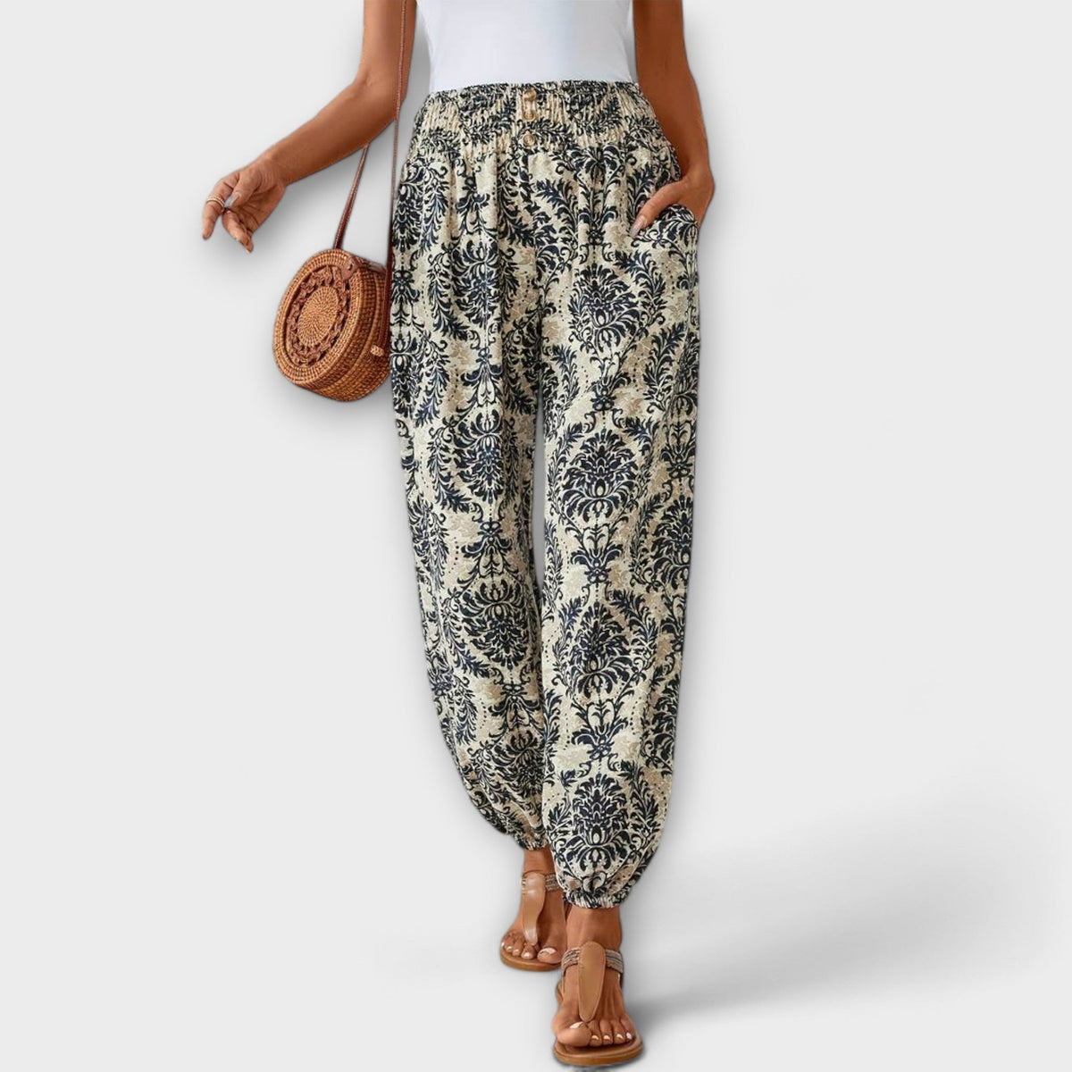 Scarlett - Pants with Ethnic Graphic