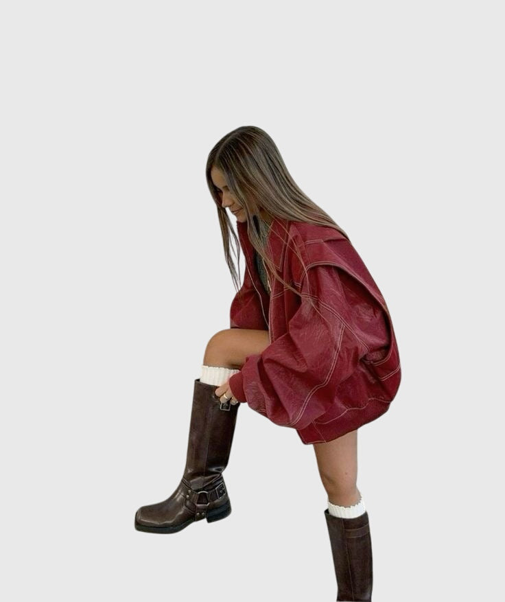Faye™ - Oversized Leather Jacket
