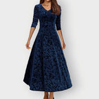Olevia | Vintage-Inspired Jacquard Velvet Midi Dress