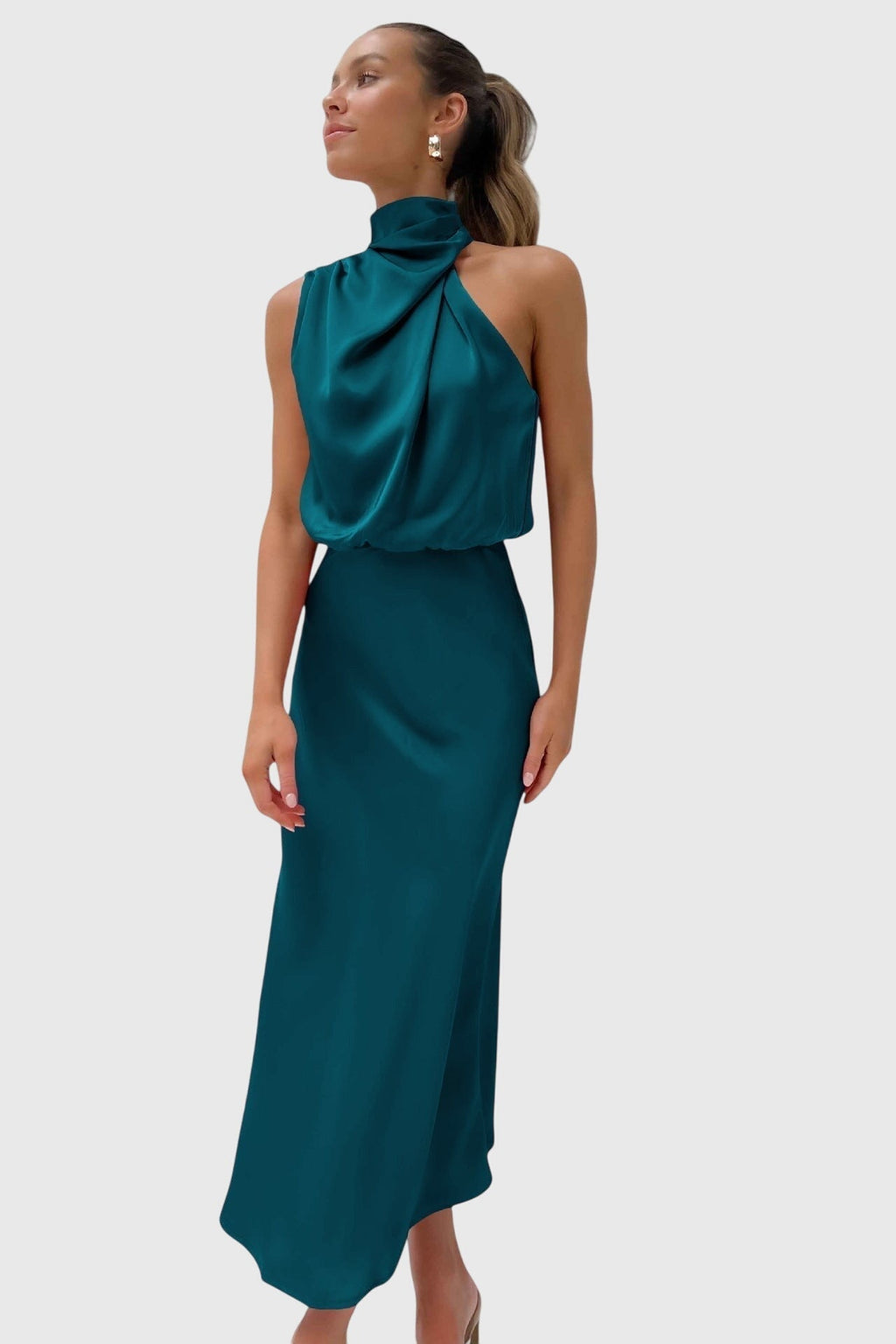Ava™ | Glamorous Satin Halter Dress