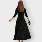 Olevia | Vintage-Inspired Jacquard Velvet Midi Dress