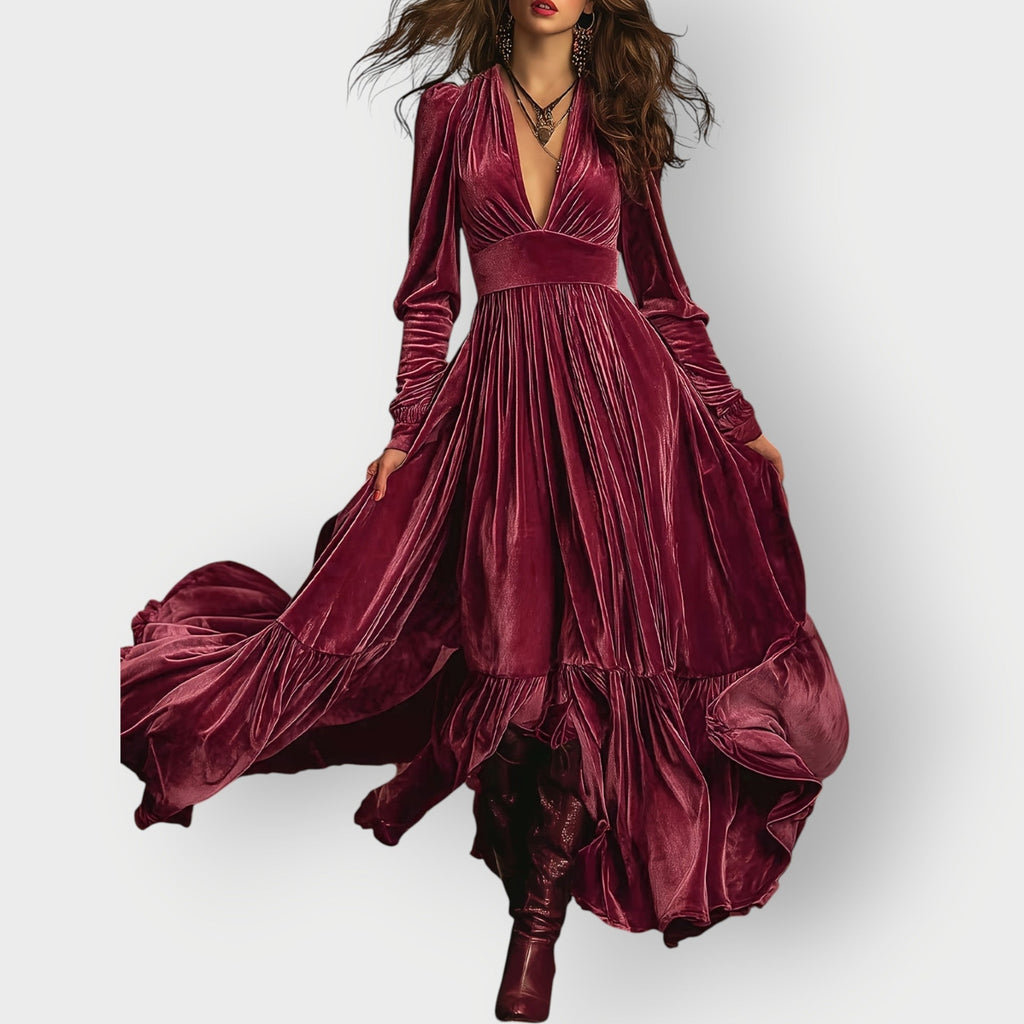 Alorae | Vintage A-Line Velvet Maxi Dress