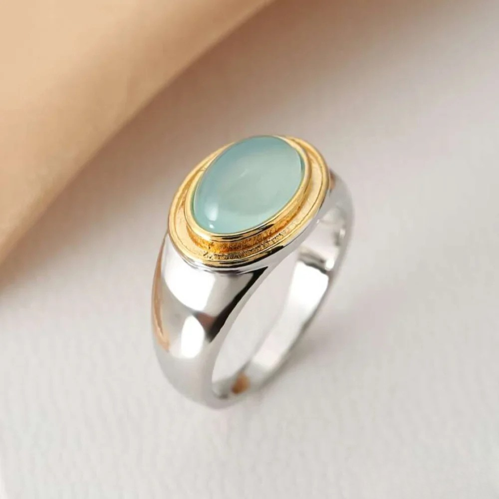 Retro Green Moonstone Ring