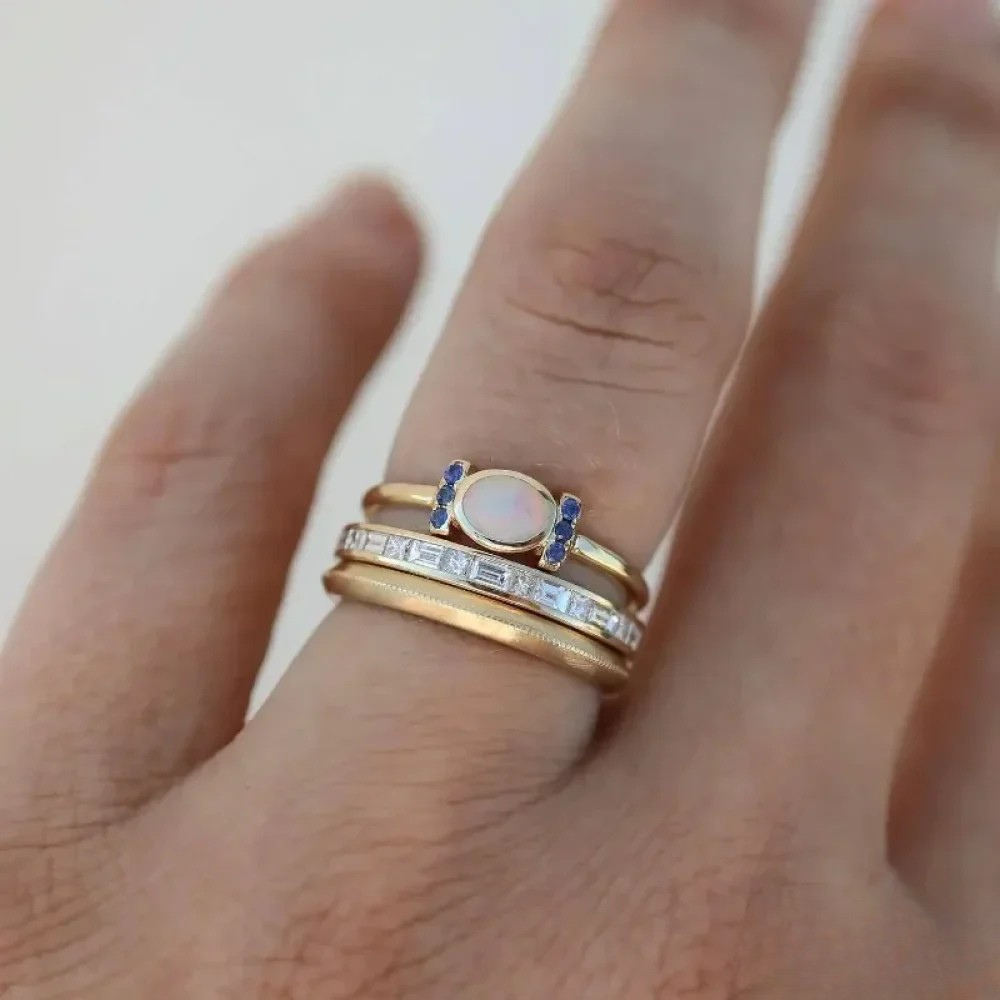 Set of Vintage Gold Opal Rings