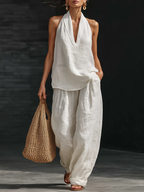 Vorynthia | Sleeveless Set with Wide Pants