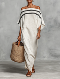 Zypharielle | Off-Shoulder Maxi Dress with Batwing Sleeves
