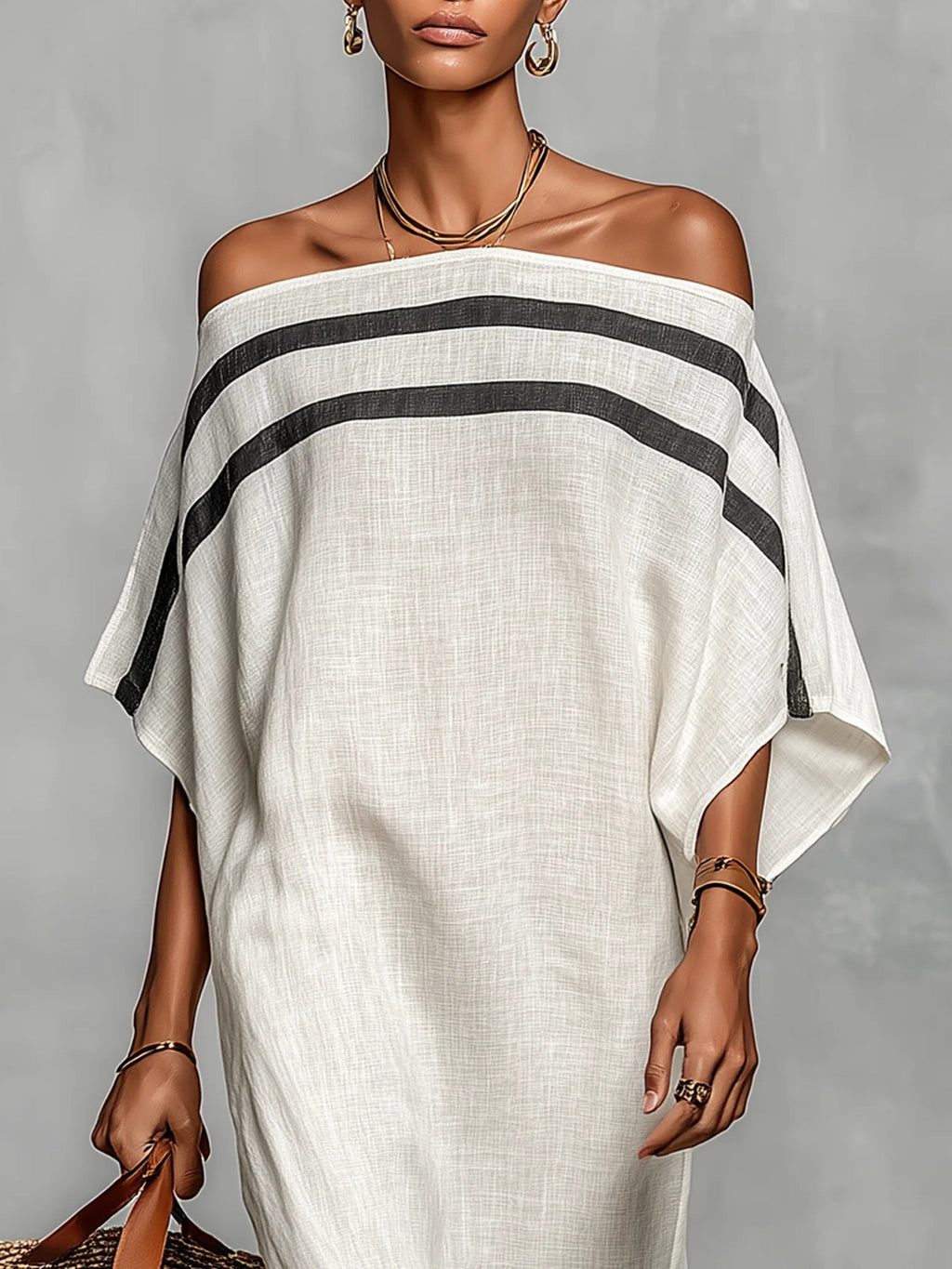 Zypharielle | Off-Shoulder Maxi Dress with Batwing Sleeves