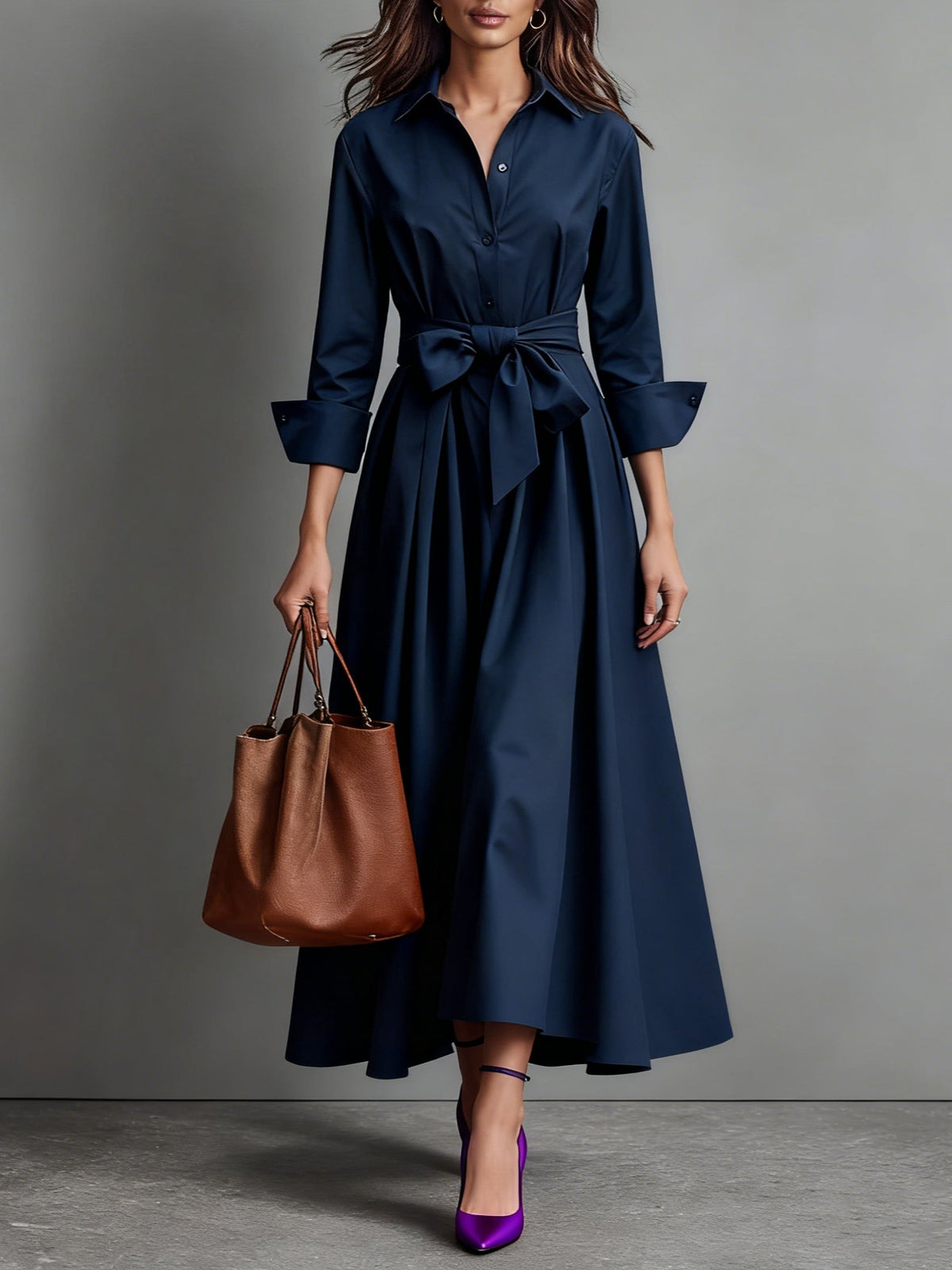 Velorythia | Elegant Maxi Dress with Bow Detail