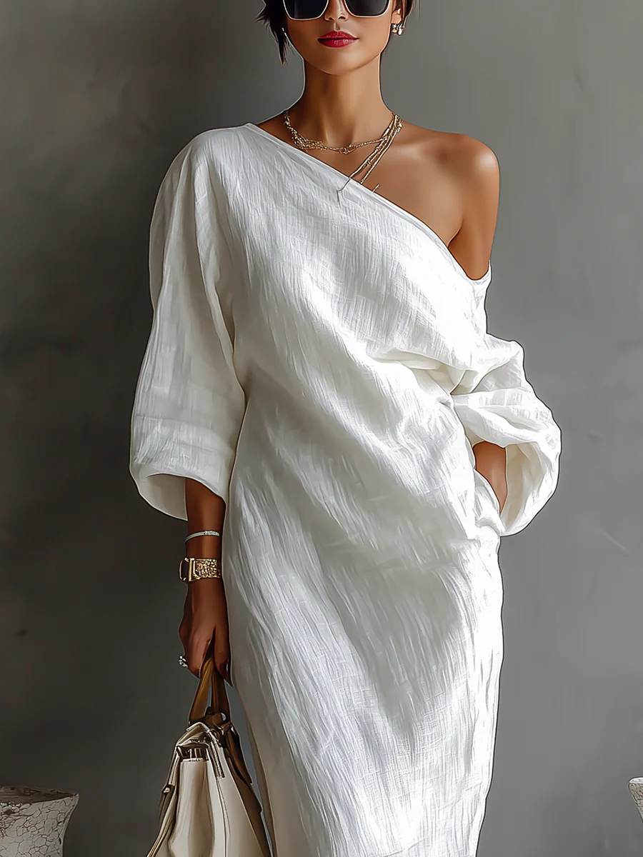 Xylarithen | Elegant One-Shoulder Maxi Dress in White