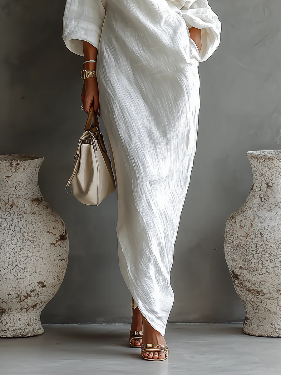 Xylarithen | Elegant One-Shoulder Maxi Dress in White