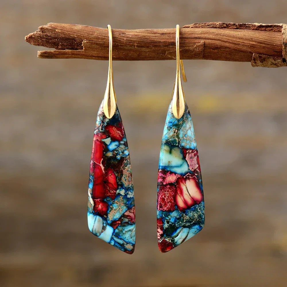 Retro Colorful Stone Earrings