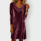 Ryvanna | Elegant Drape Neck Velvet Dress