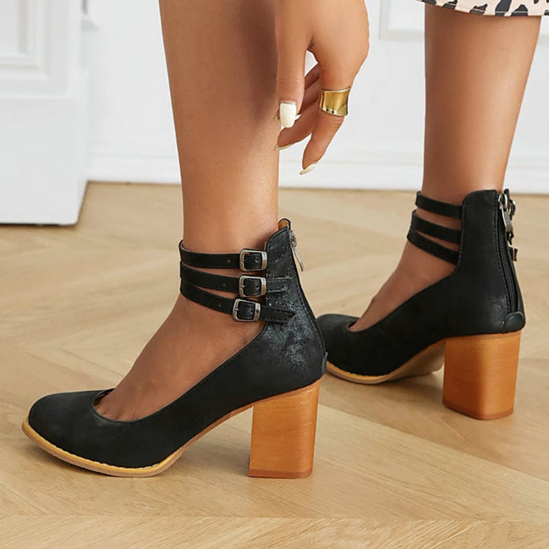 Vaesin | Triple Buckle Heels