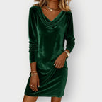 Ryvanna | Elegant Drape Neck Velvet Dress