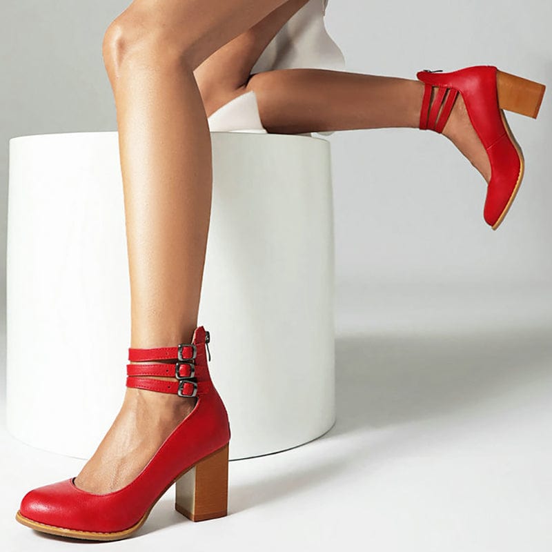 Vaesin | Triple Buckle Heels