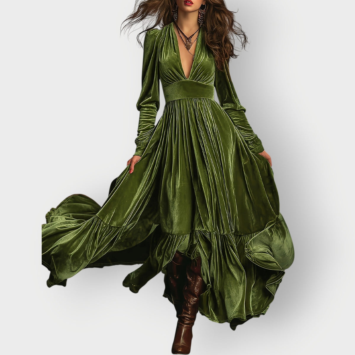 Alorae | Vintage A-Line Velvet Maxi Dress
