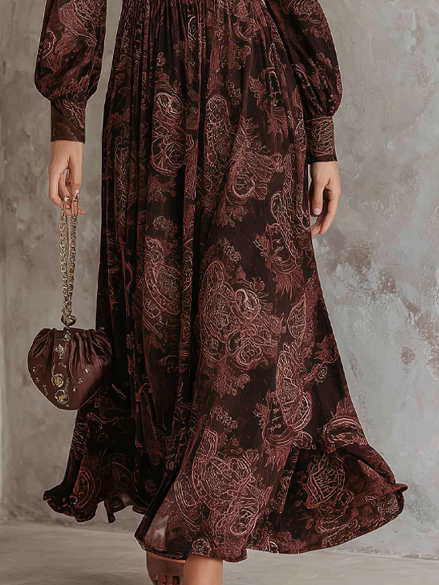 Myzavielle | Paisley Maxi Dress with Waist Accent