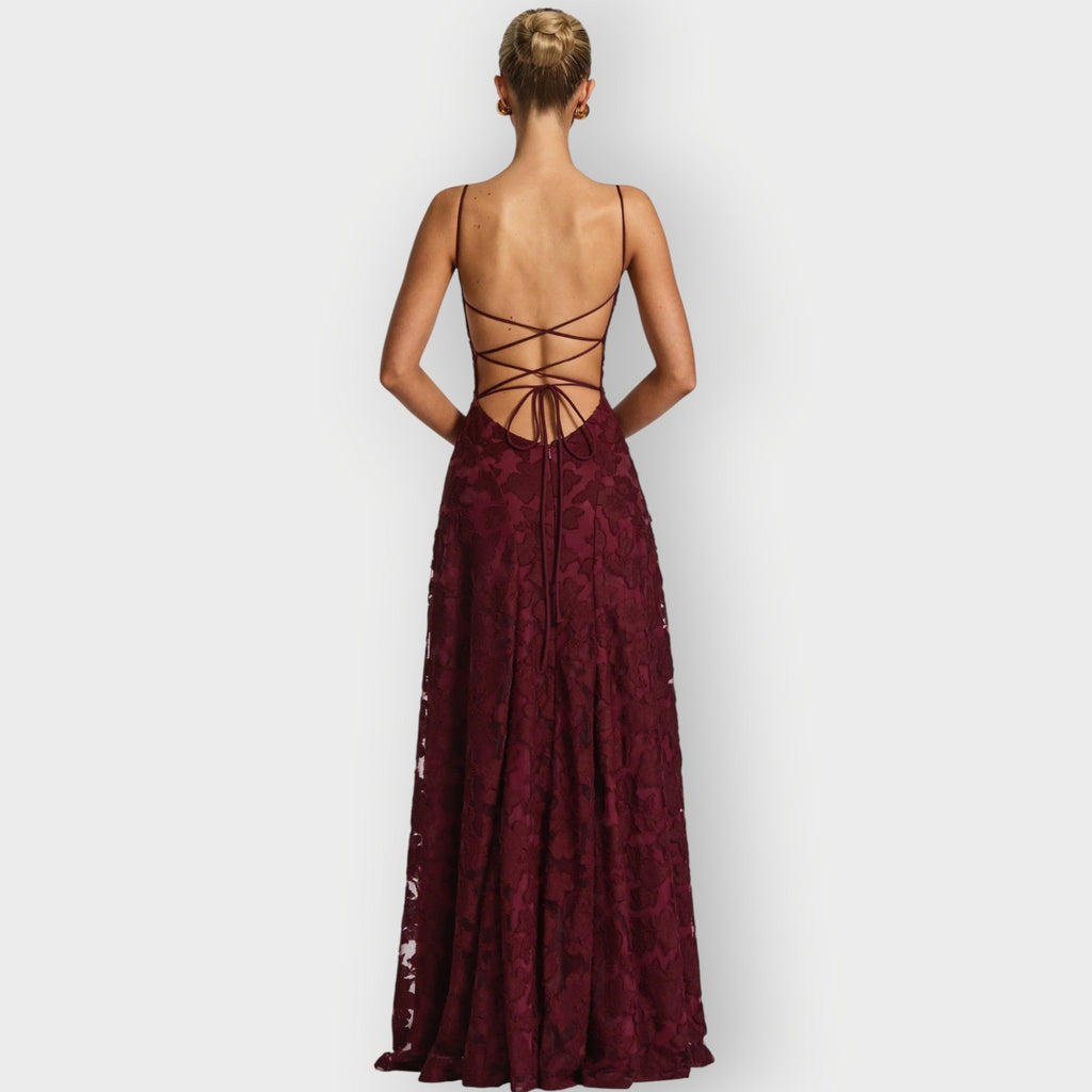Maevira | Elegant Strapless Floral Evening Velvet Gown