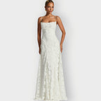 Maevira | Elegant Strapless Floral Evening Velvet Gown