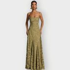 Maevira | Elegant Strapless Floral Evening Velvet Gown