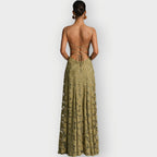 Maevira | Elegant Strapless Floral Evening Velvet Gown